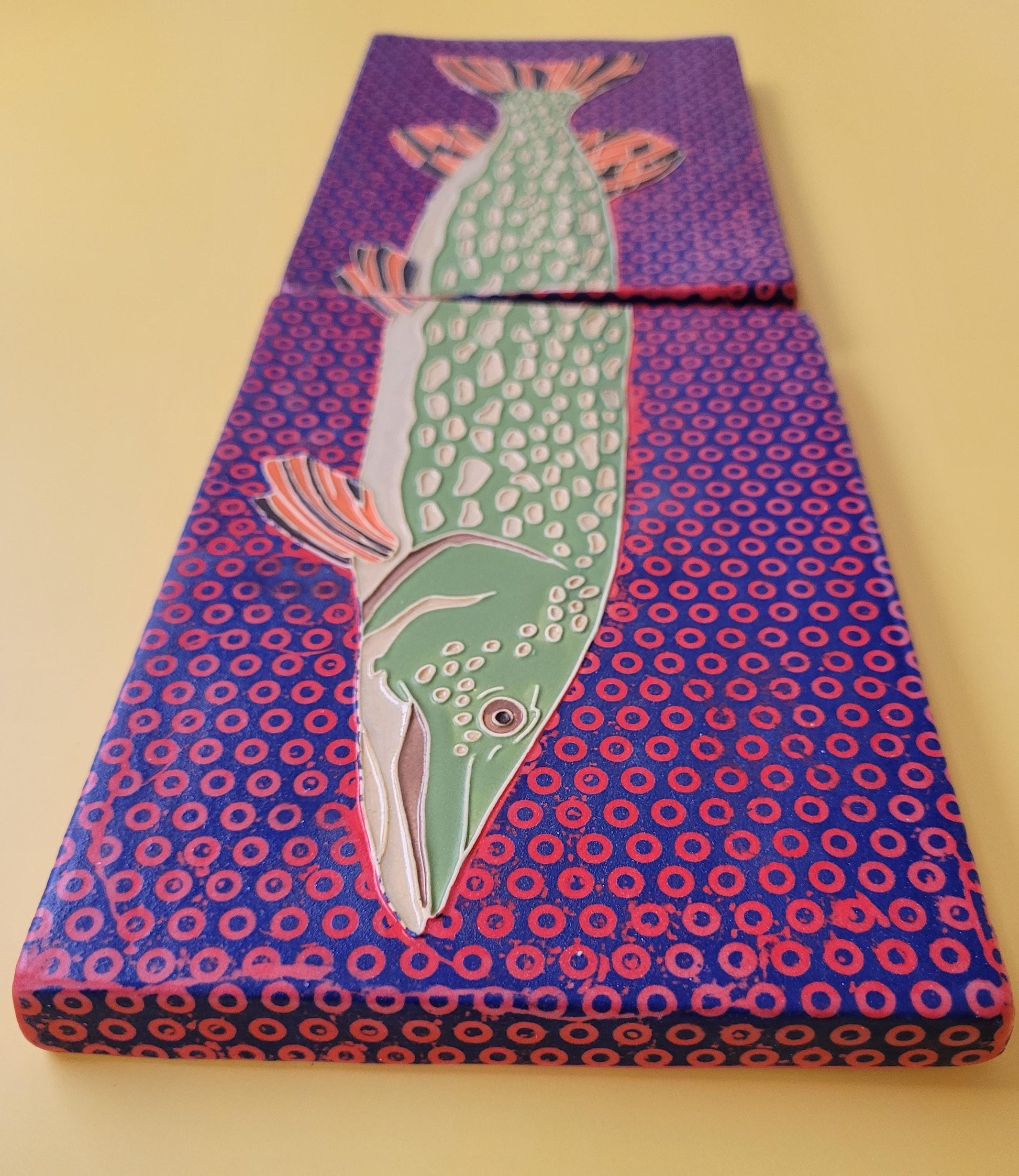 Norther Pike tile set, Handmade ceramic art tile