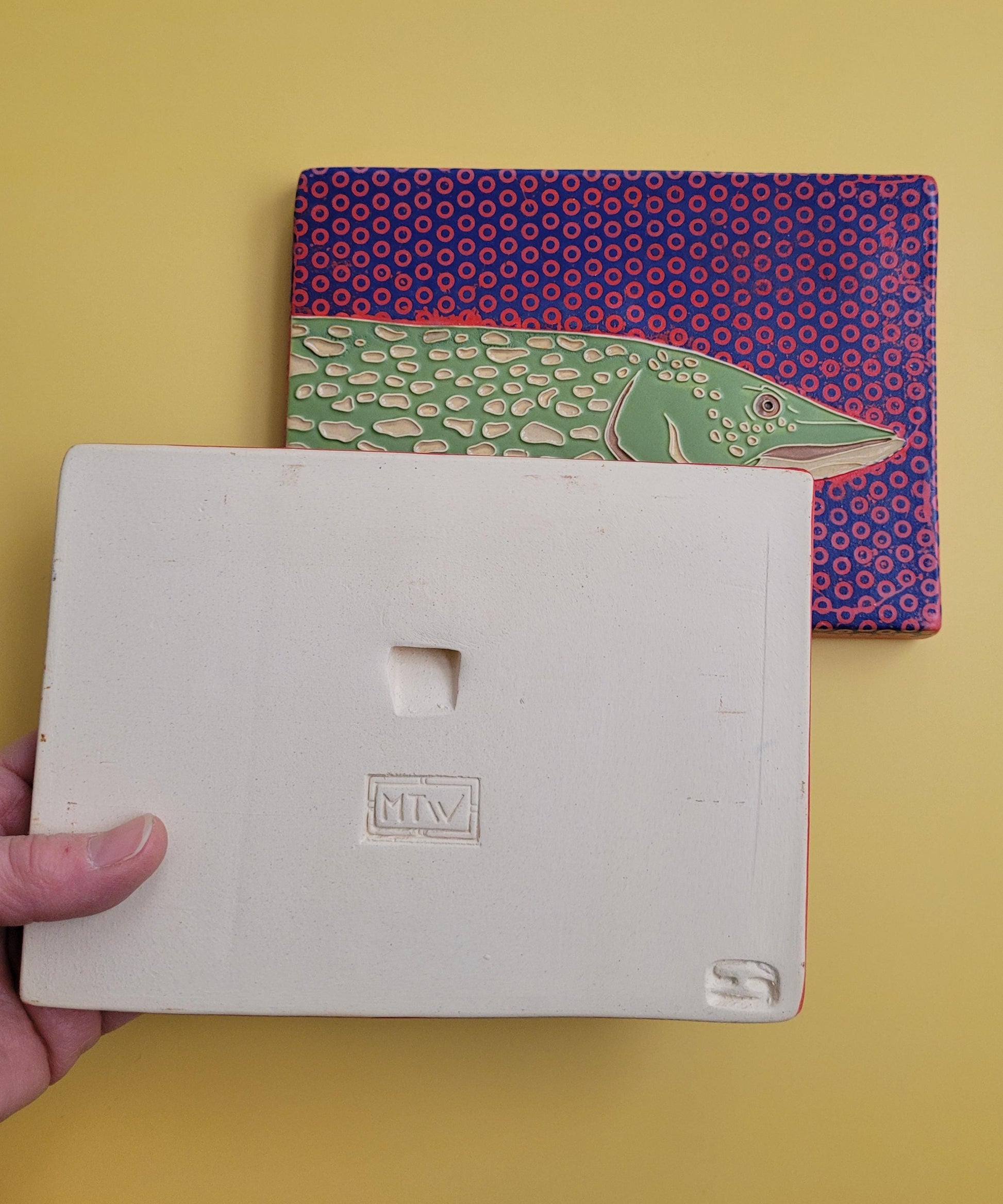 Norther Pike tile set, Handmade ceramic art tile
