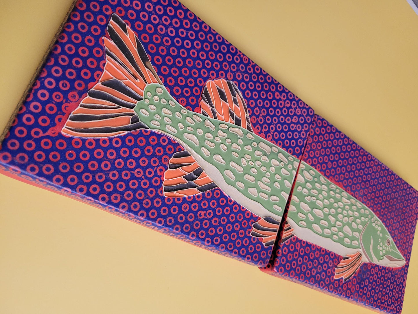 Norther Pike tile set, Handmade ceramic art tile