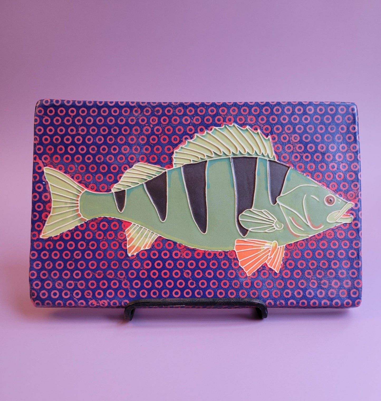 Perch tile, Handmade 5x8 ceramic art tile