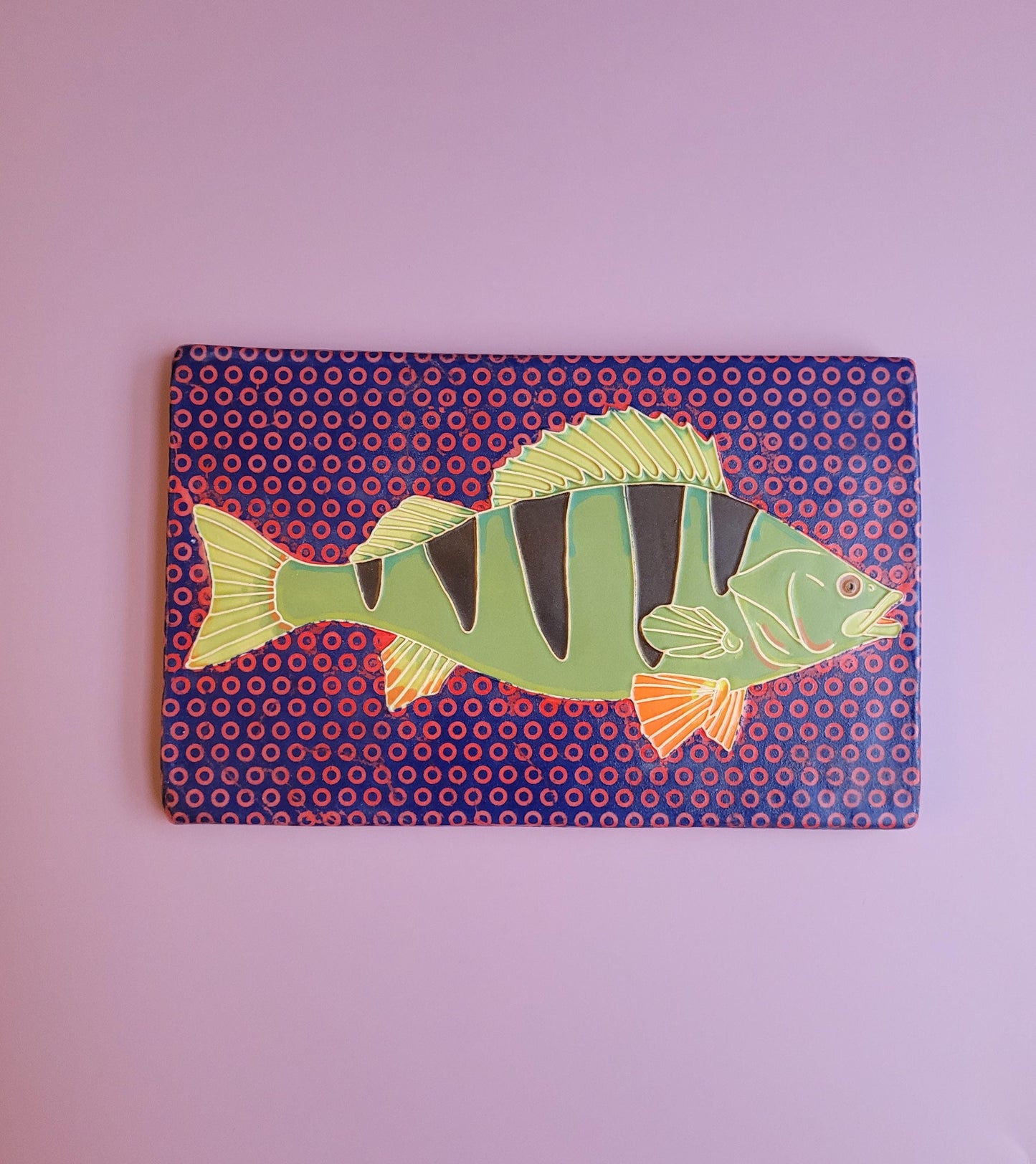 Perch tile, Handmade 5x8 ceramic art tile