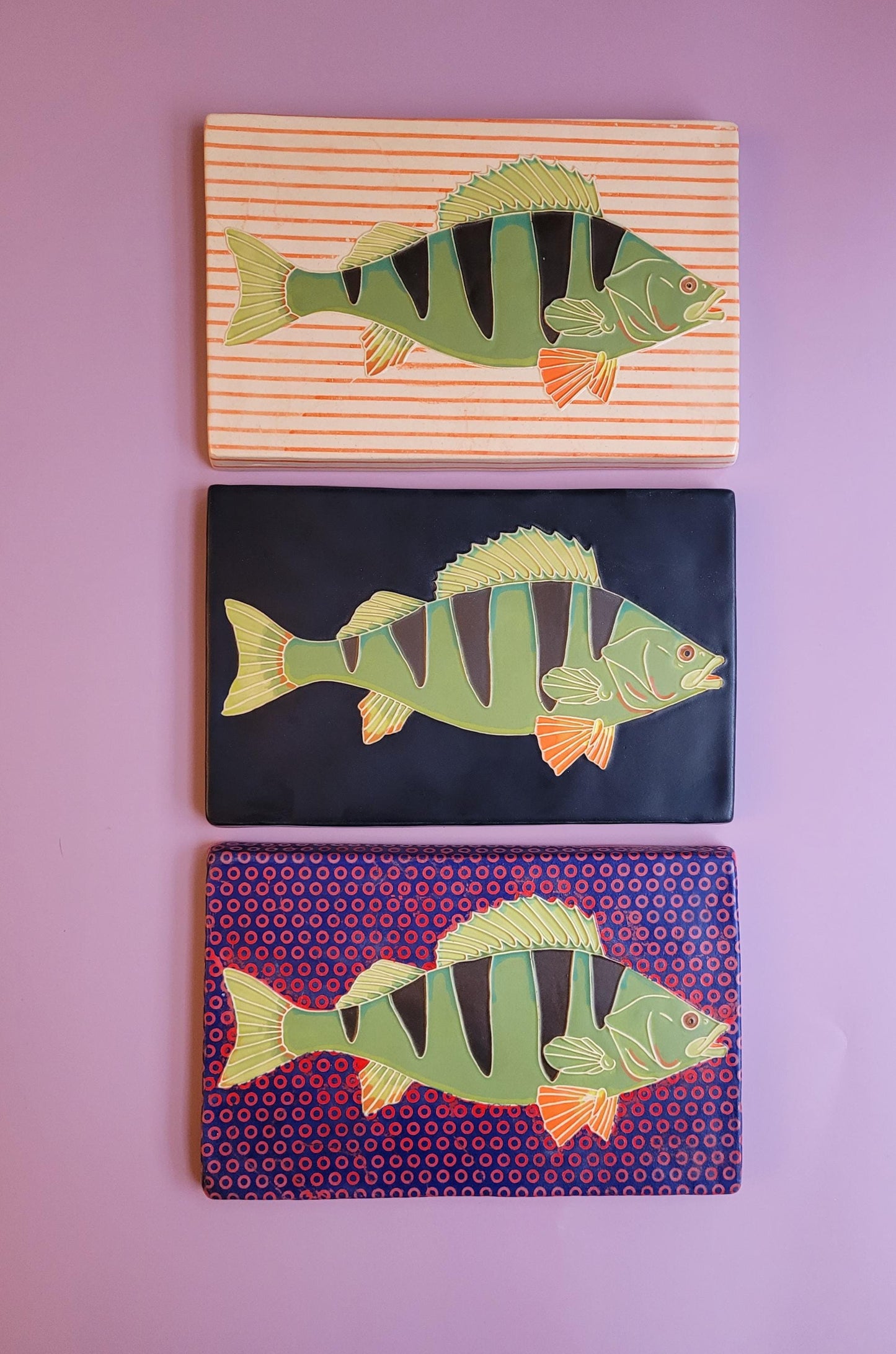 Perch tile, Handmade 5x8 ceramic art tile