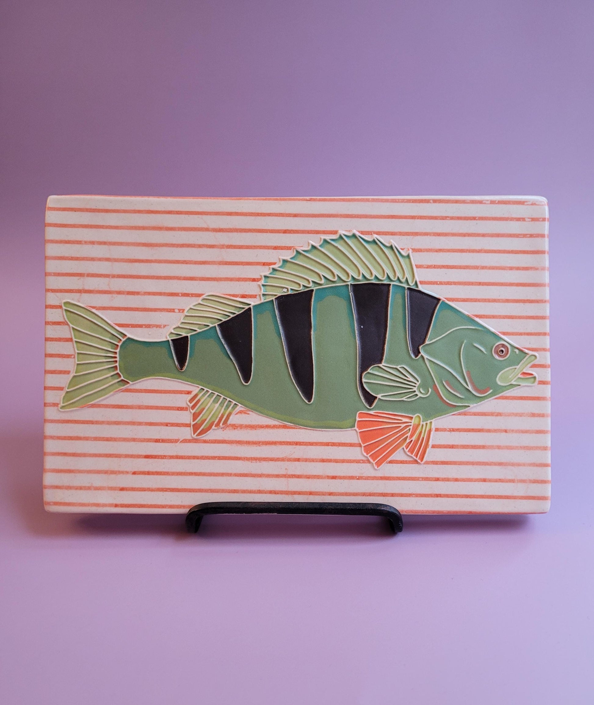 Perch tile, Handmade 5x8 ceramic art tile