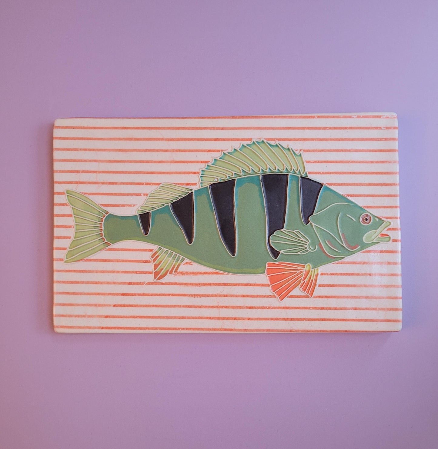 Perch tile, Handmade 5x8 ceramic art tile