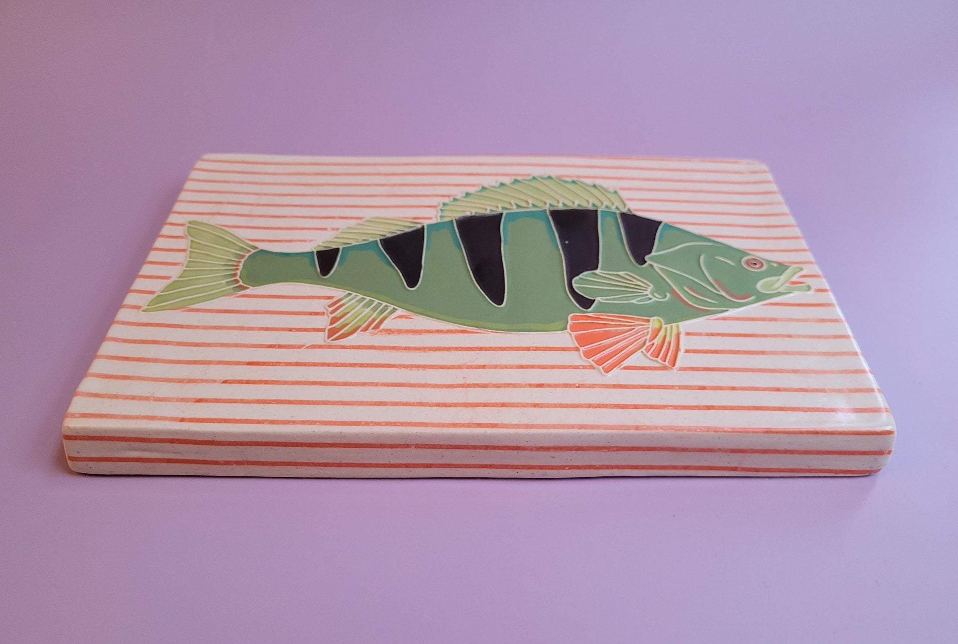 Perch tile, Handmade 5x8 ceramic art tile