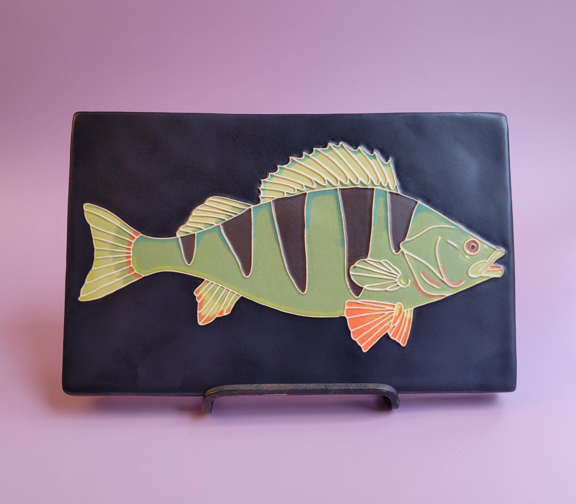 Perch tile, Handmade 5x8 ceramic art tile