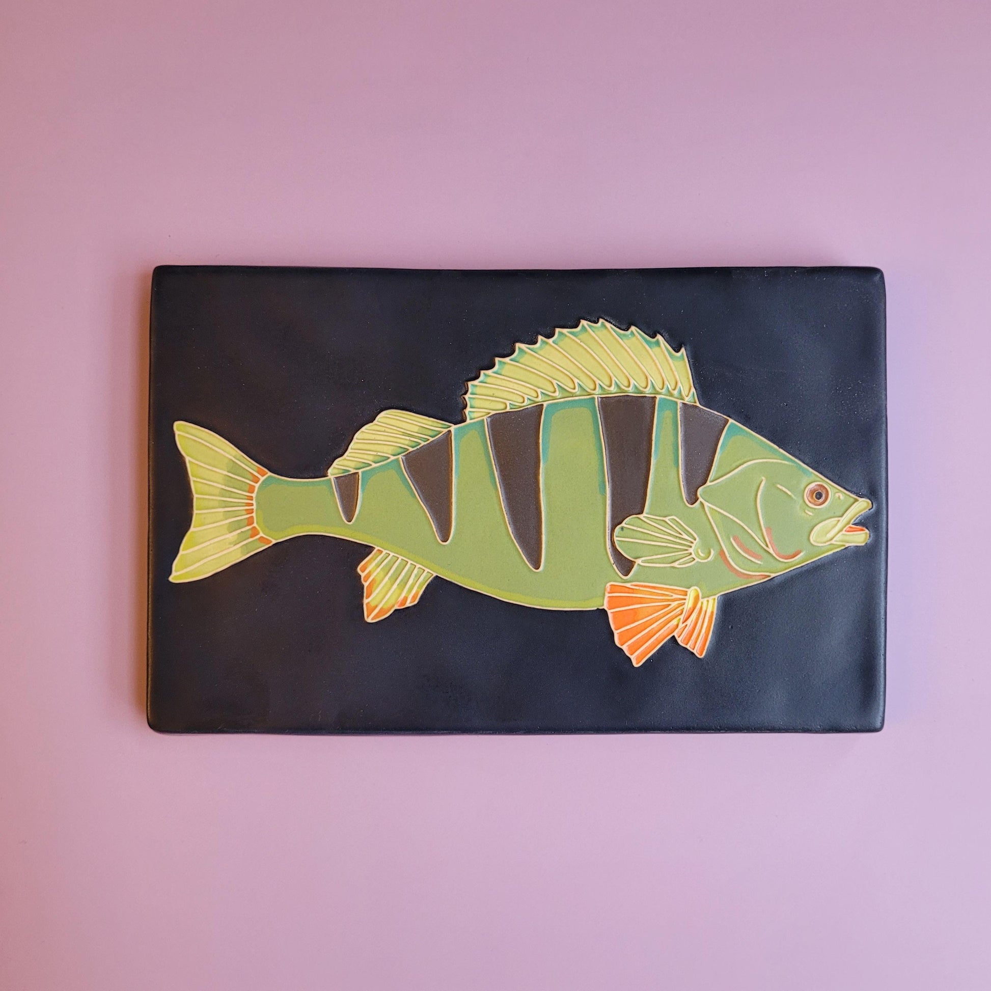 Perch tile, Handmade 5x8 ceramic art tile