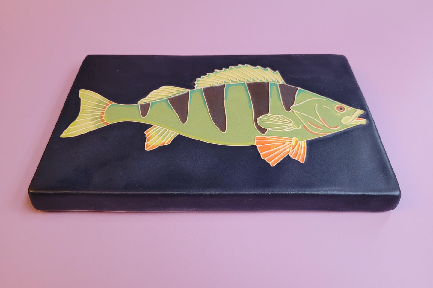 Perch tile, Handmade 5x8 ceramic art tile