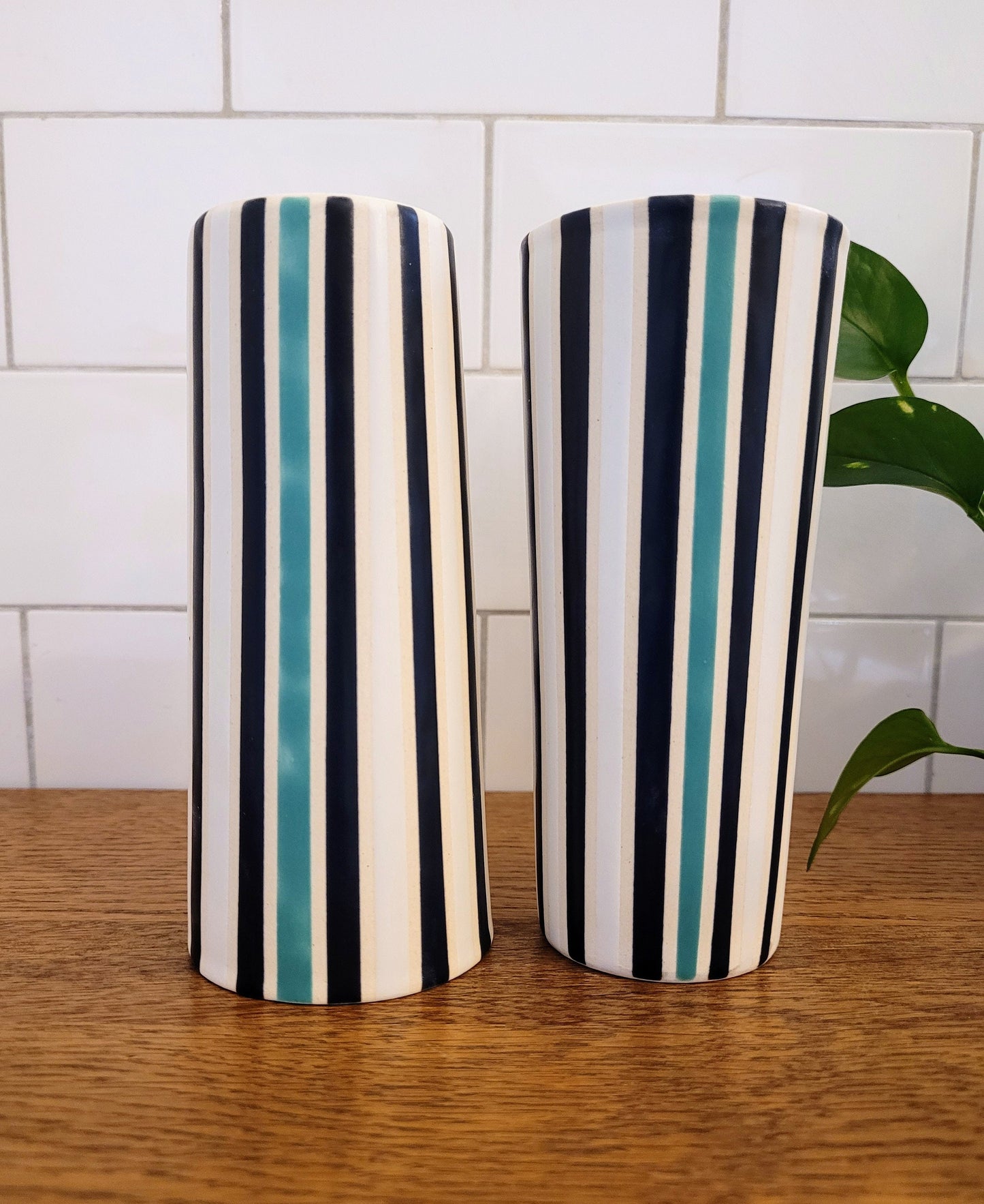Vintage Mod inspired handmade ceramic tumblers set, slip casted ceramic cup set, 10oz