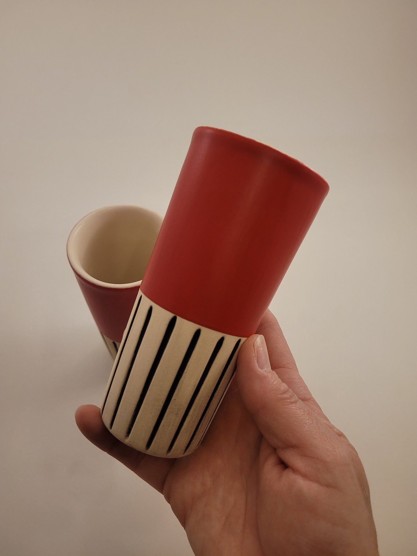 Modern handmade ceramic tumblers set, slip casted ceramic cup set, 8oz