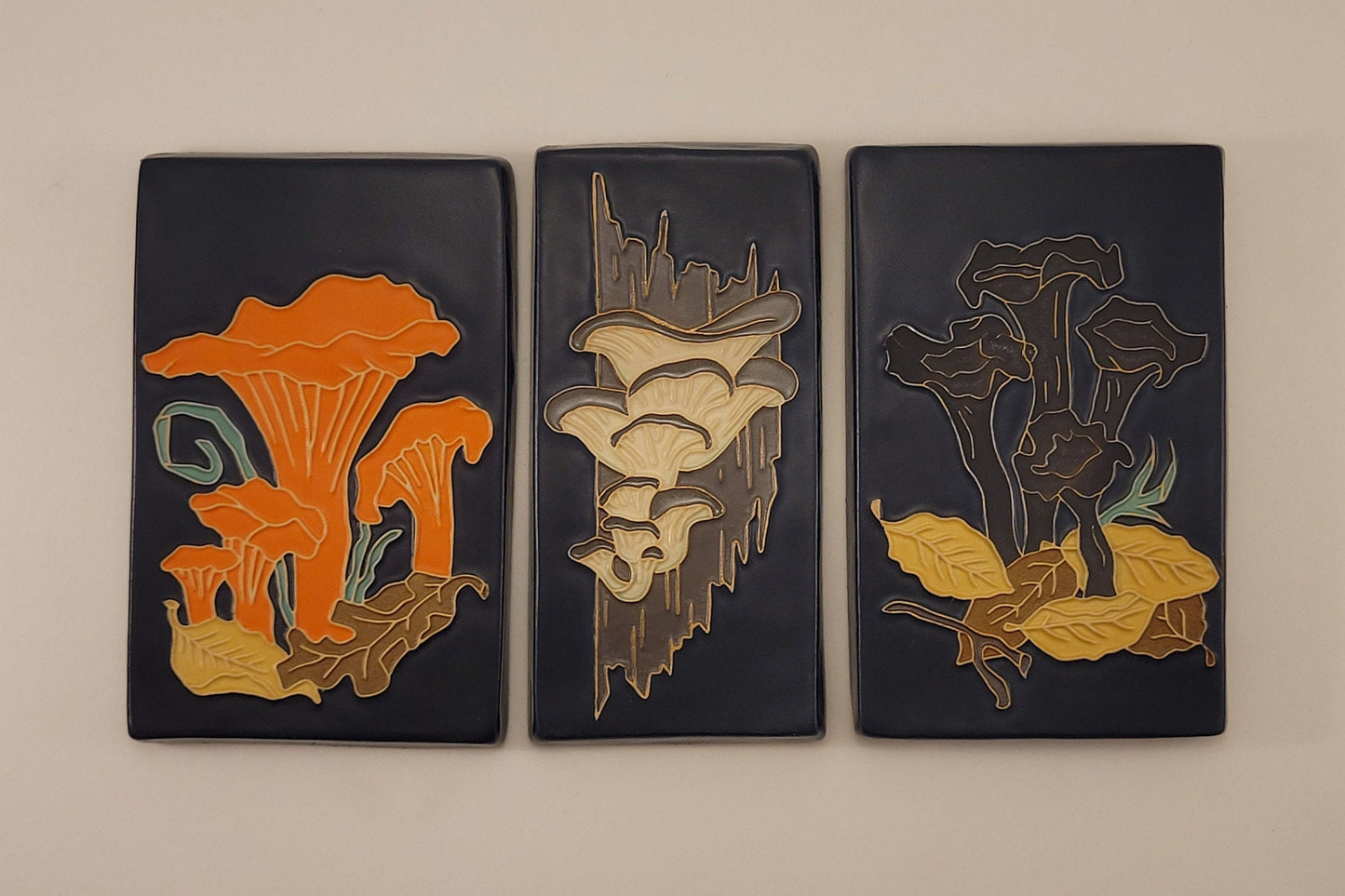 Oyster Mushroom, Handmade ceramic art tile
