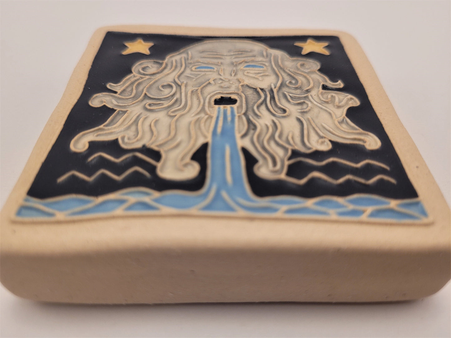 Aquarius - Astrology tile, Handmade ceramic tile