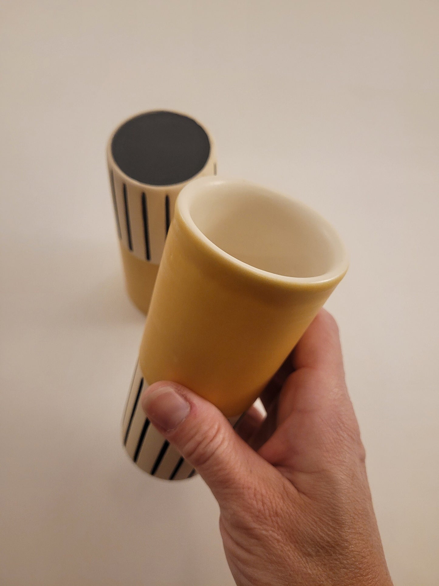 Modern handmade ceramic tumblers set, slip casted ceramic cup set, 8oz