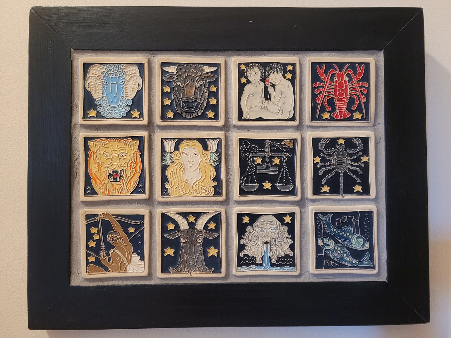 Pisces - Astrology tile, Handmade ceramic tile