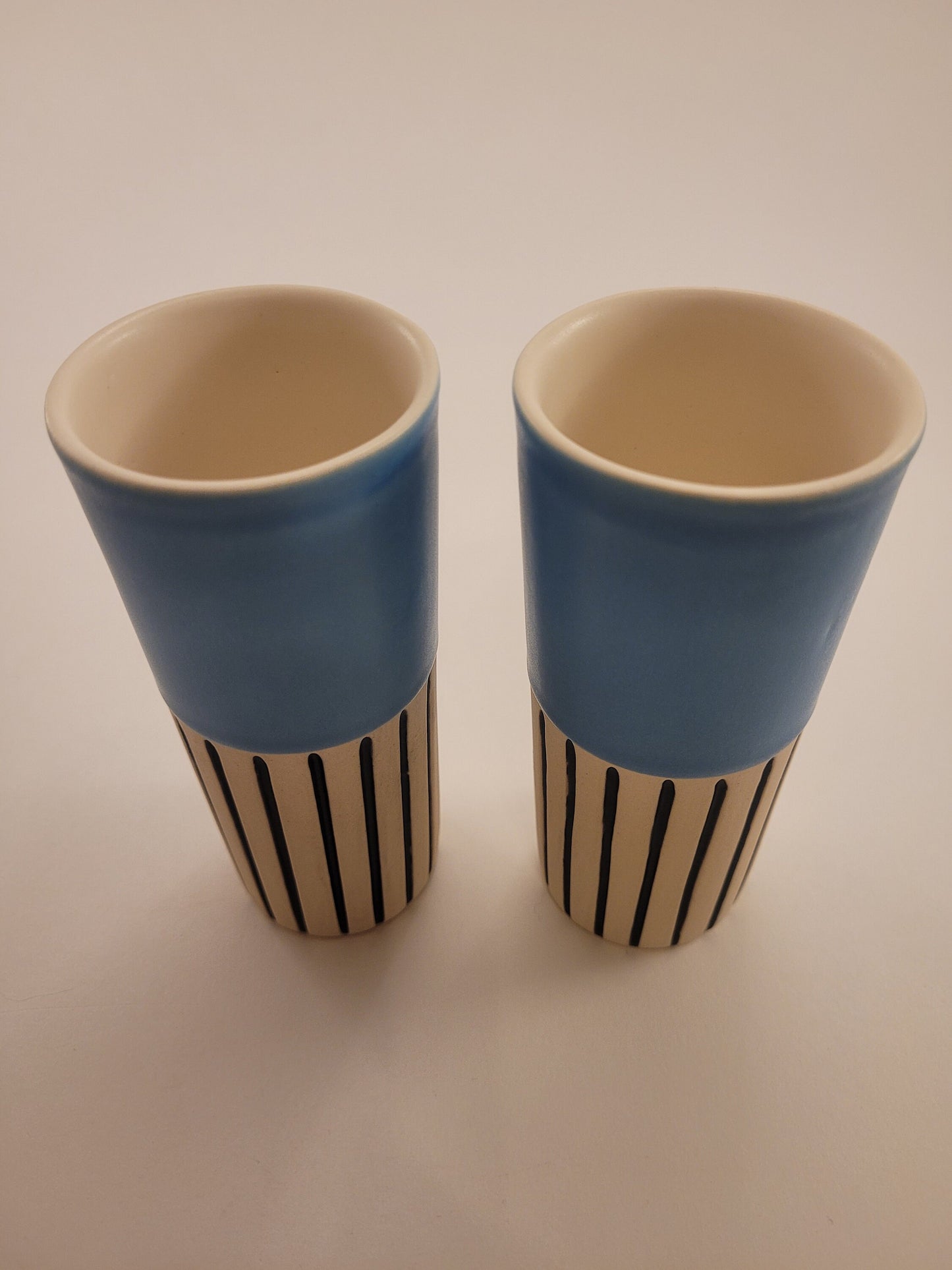 Modern handmade ceramic tumblers set, slip casted ceramic cup set, 8oz