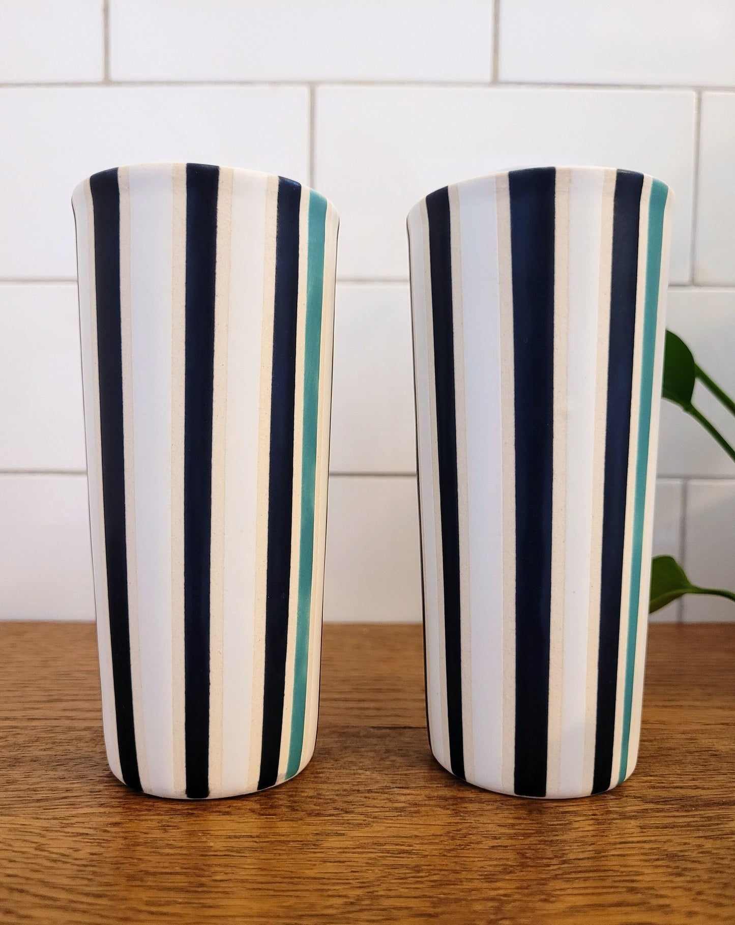 Vintage Mod inspired handmade ceramic tumblers set, slip casted ceramic cup set, 8oz