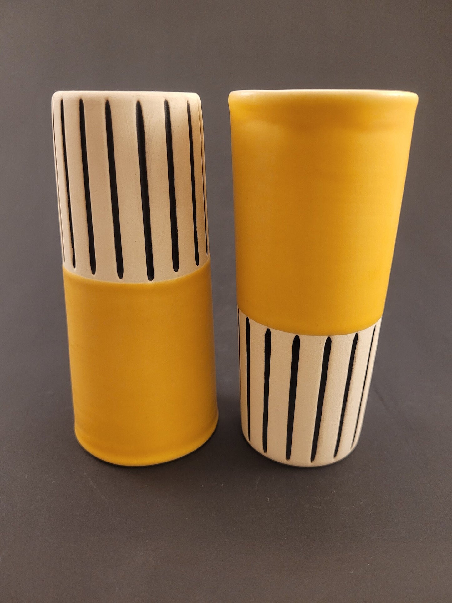 Modern handmade ceramic tumblers set, slip casted ceramic cup set, 8oz