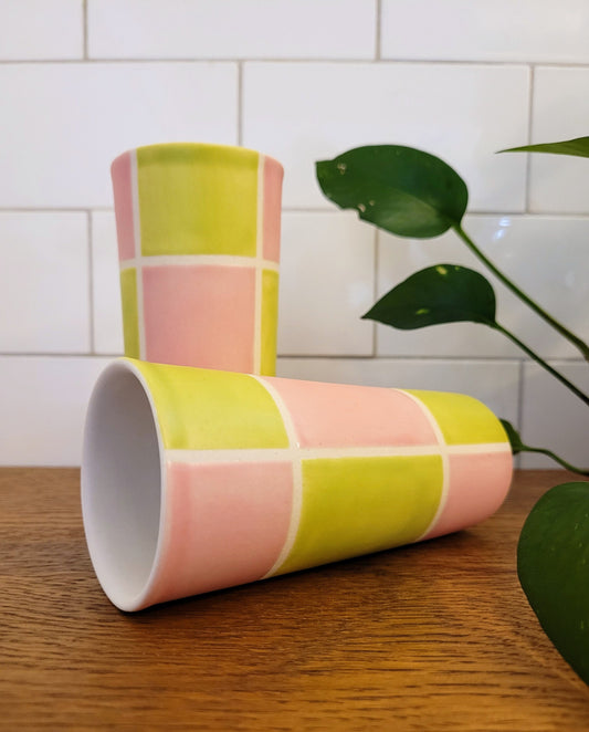 Vintage Mod inspired handmade ceramic tumblers set, slip casted ceramic cup set, 8oz