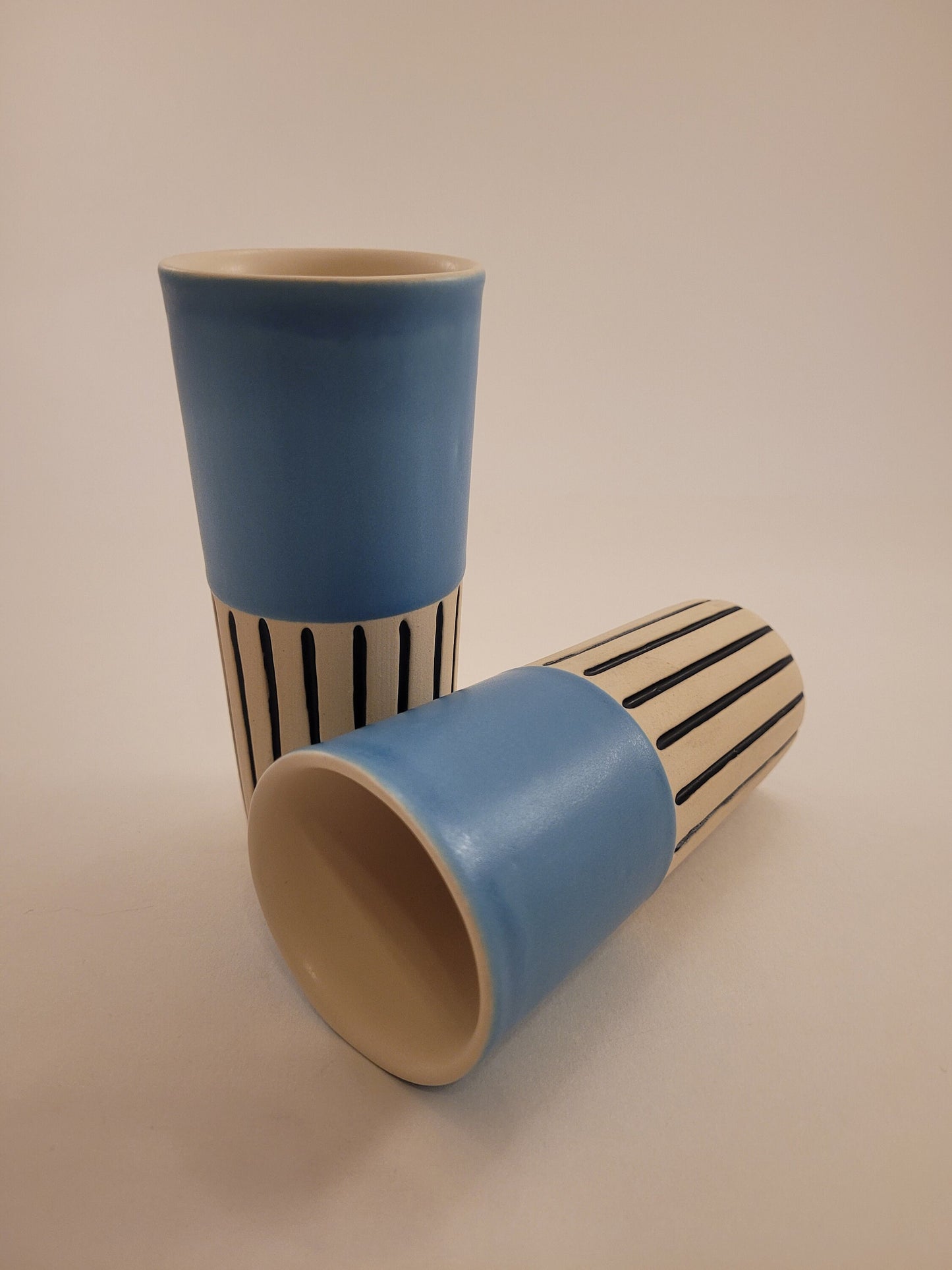 Modern handmade ceramic tumblers set, slip casted ceramic cup set, 8oz