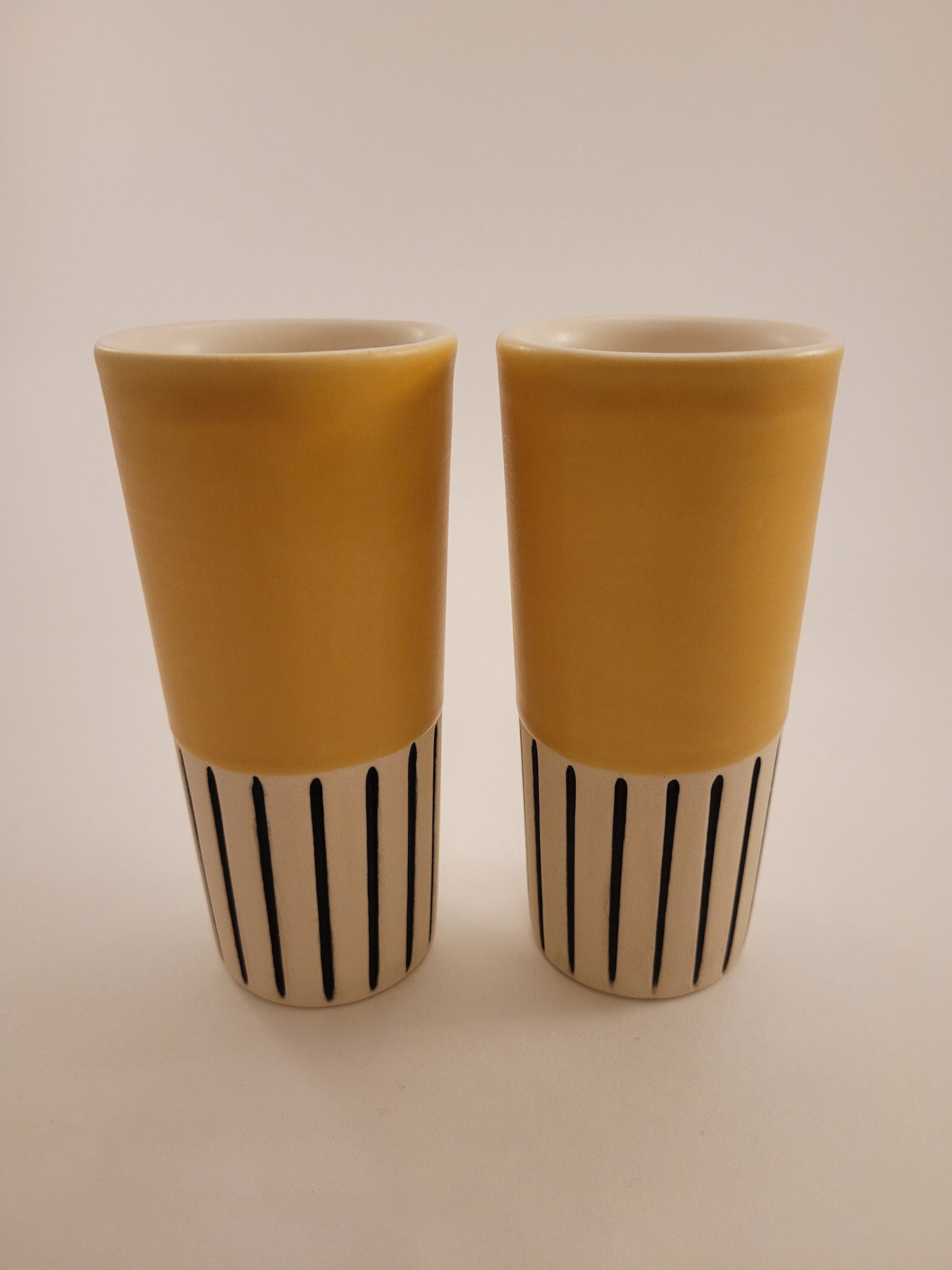 Modern handmade ceramic tumblers set, slip casted ceramic cup set, 8oz