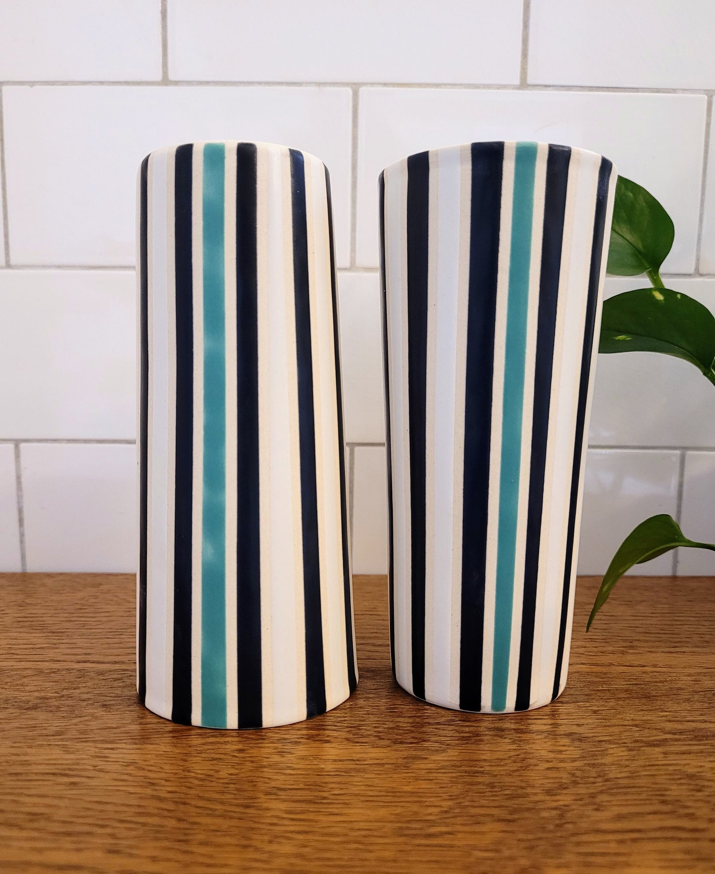 Vintage Mod inspired handmade ceramic tumblers set, slip casted ceramic cup set, 10oz