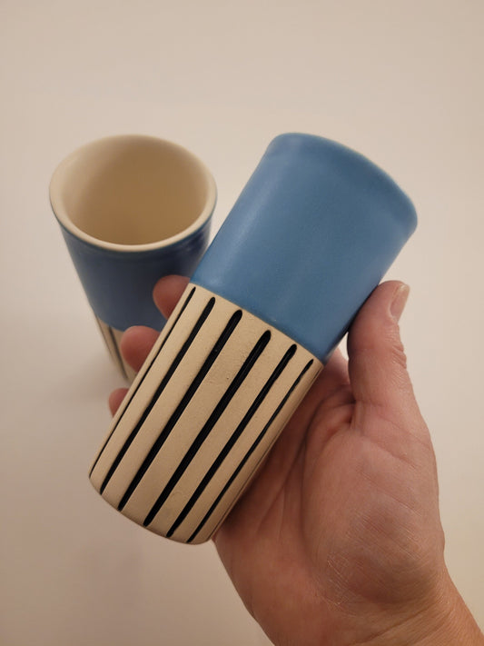 Modern handmade ceramic tumblers set, slip casted ceramic cup set, 8oz