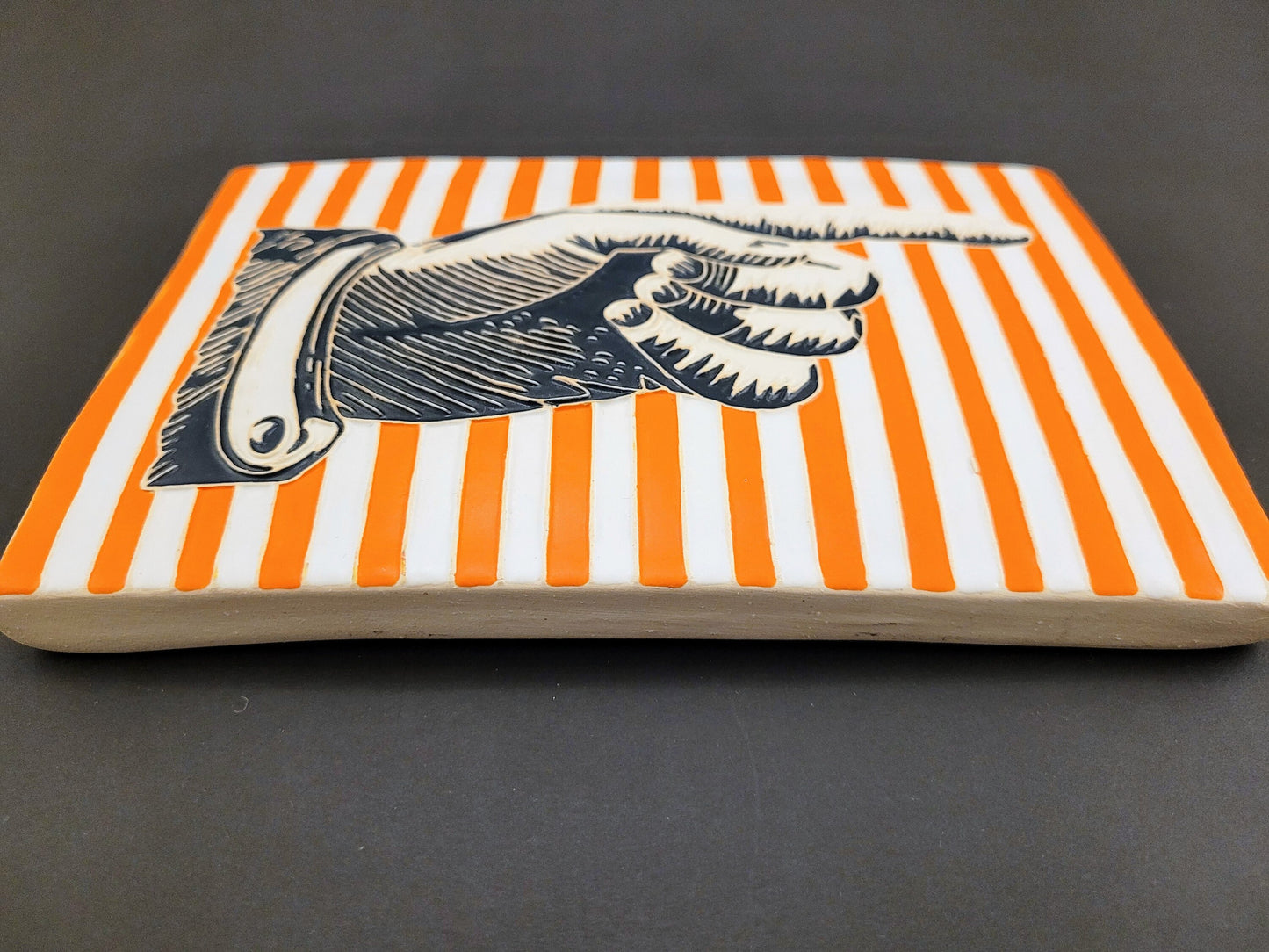 Antique Pointing Hand, handmade ceramic art tile