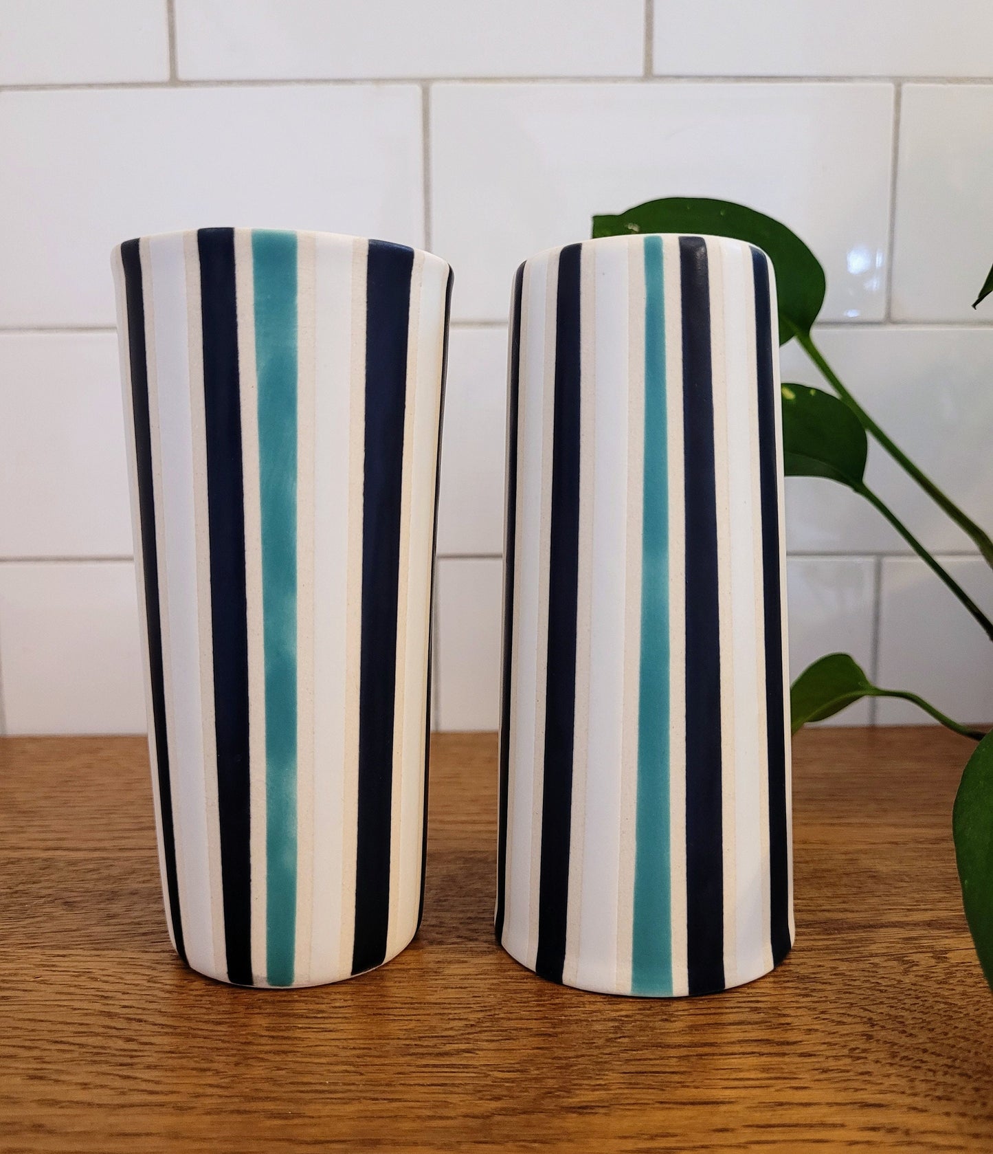 Vintage Mod inspired handmade ceramic tumblers set, slip casted ceramic cup set, 8oz