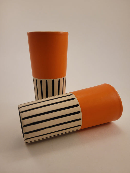 Modern handmade ceramic tumblers set, slip casted ceramic cup set, 10oz