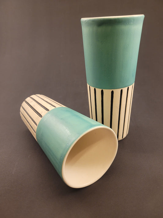 Modern handmade ceramic tumblers set, slip casted ceramic cup set, 10oz