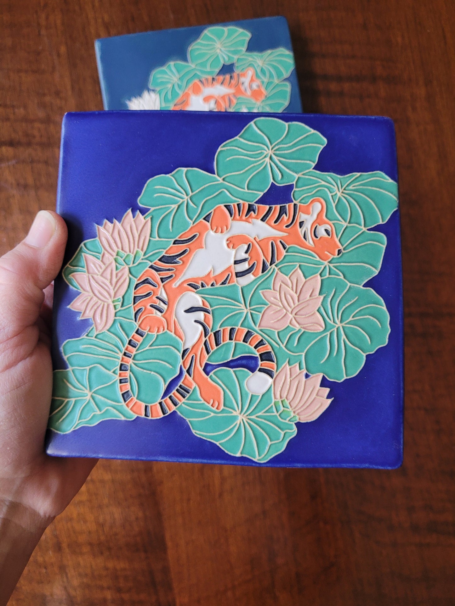Tiger Lilly, Handmade ceramic art tile