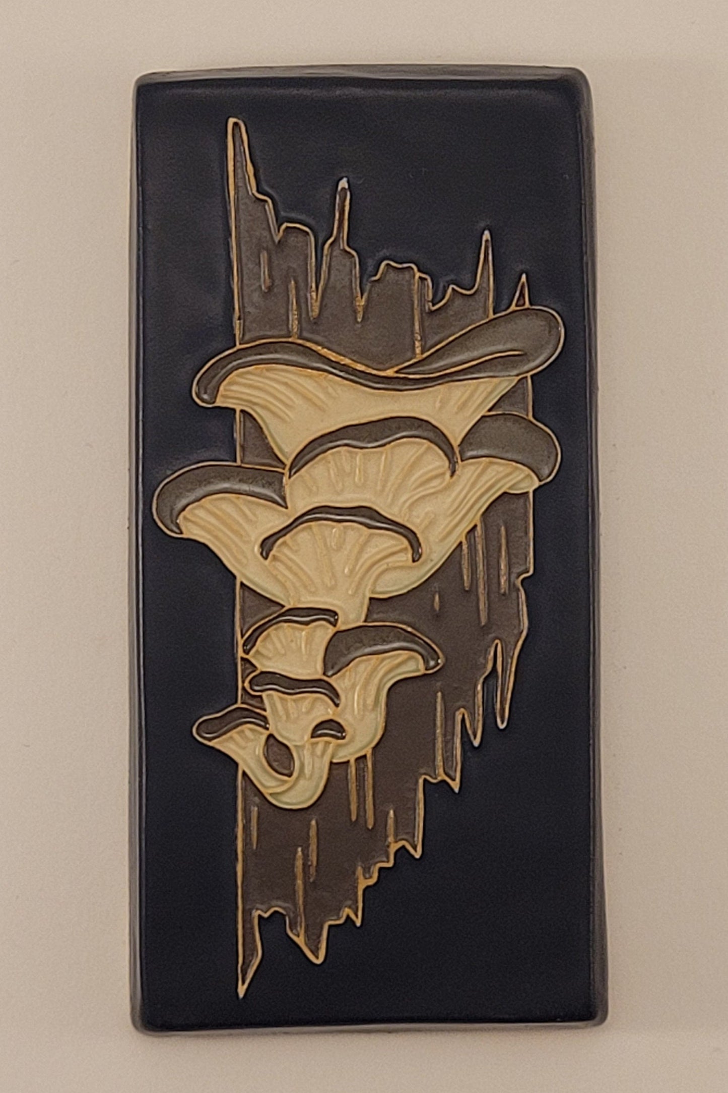 Oyster Mushroom, Handmade ceramic art tile