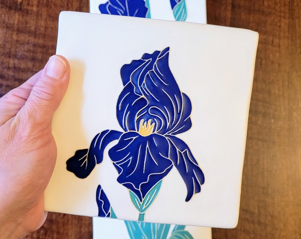 Art Nouveau Iris Tile