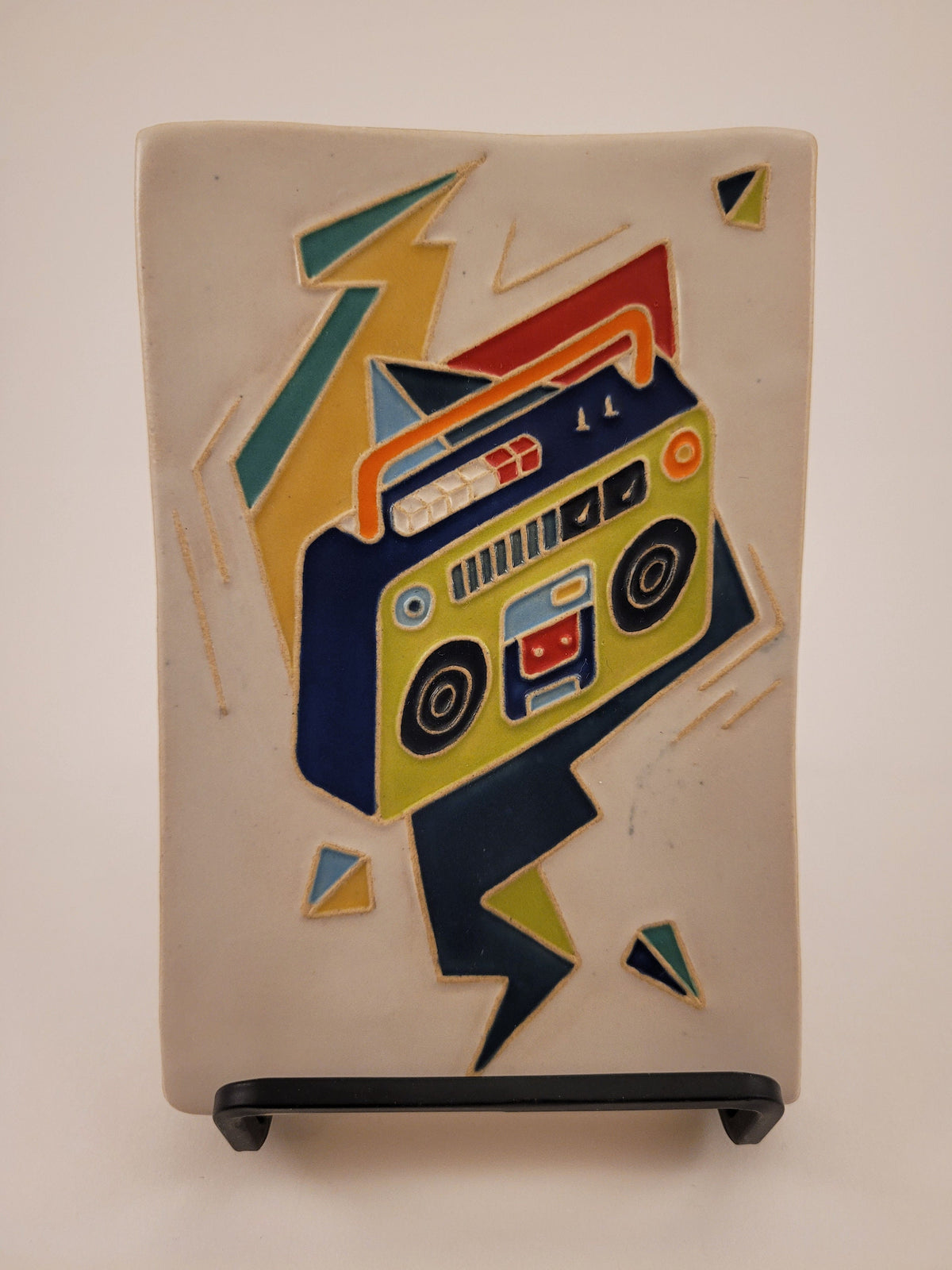 Ghetto Blaster, Handmade ceramic tile, Music tile