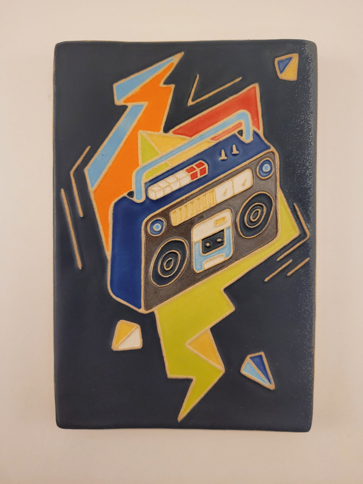 Ghetto Blaster, Handmade ceramic tile, Music tile