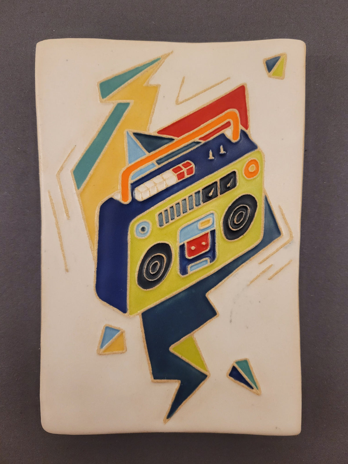 Ghetto Blaster, Handmade ceramic tile, Music tile