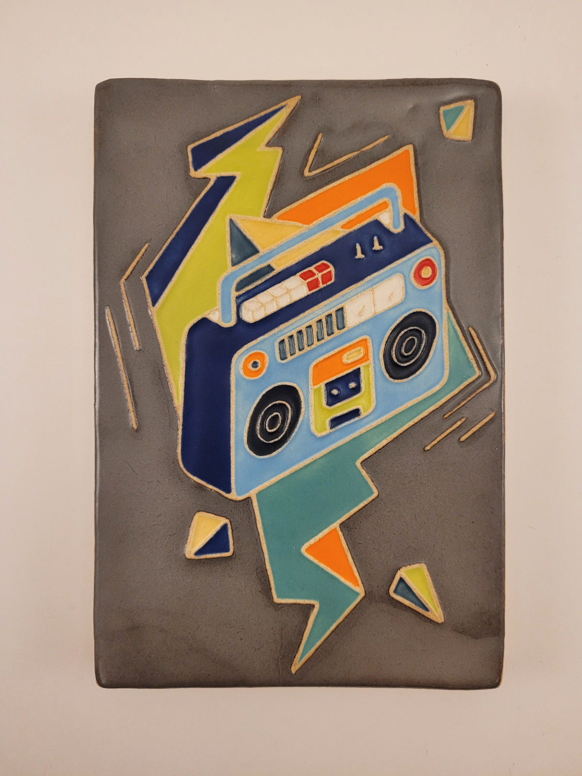 Ghetto Blaster, Handmade ceramic tile, Music tile