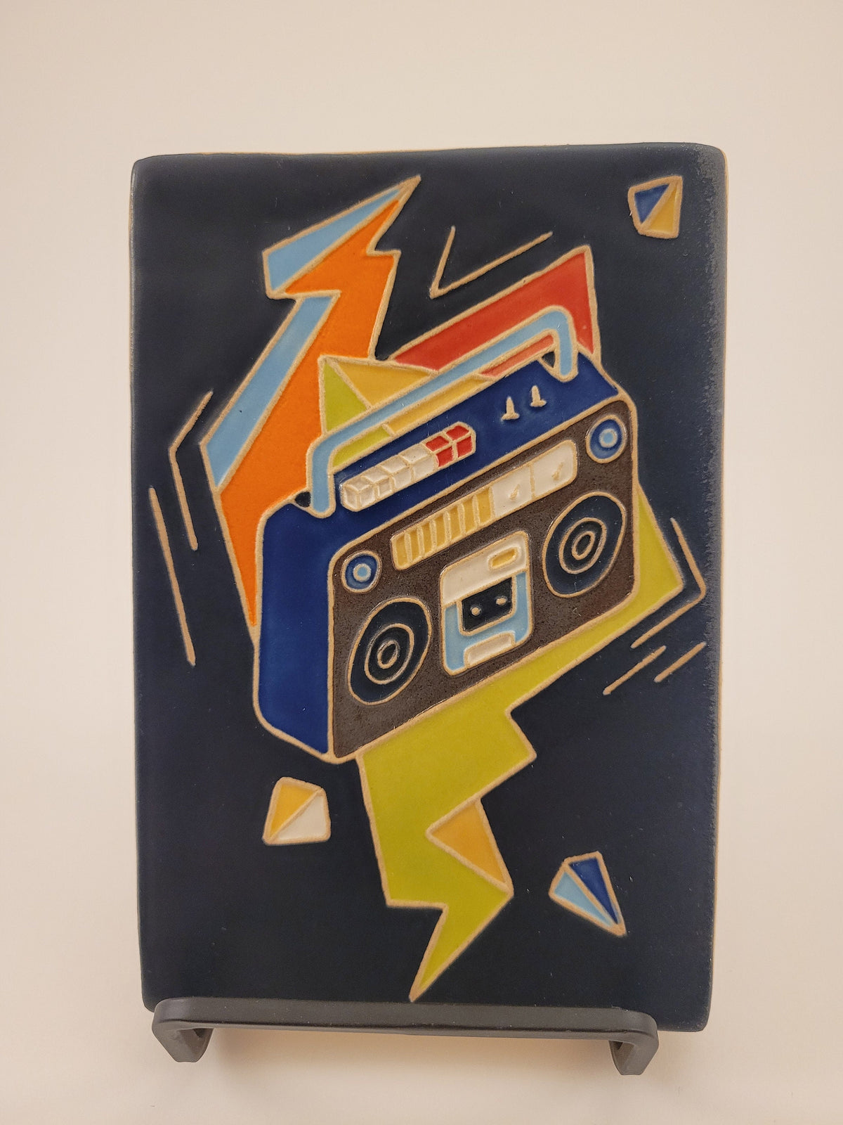 Ghetto Blaster, Handmade ceramic tile, Music tile