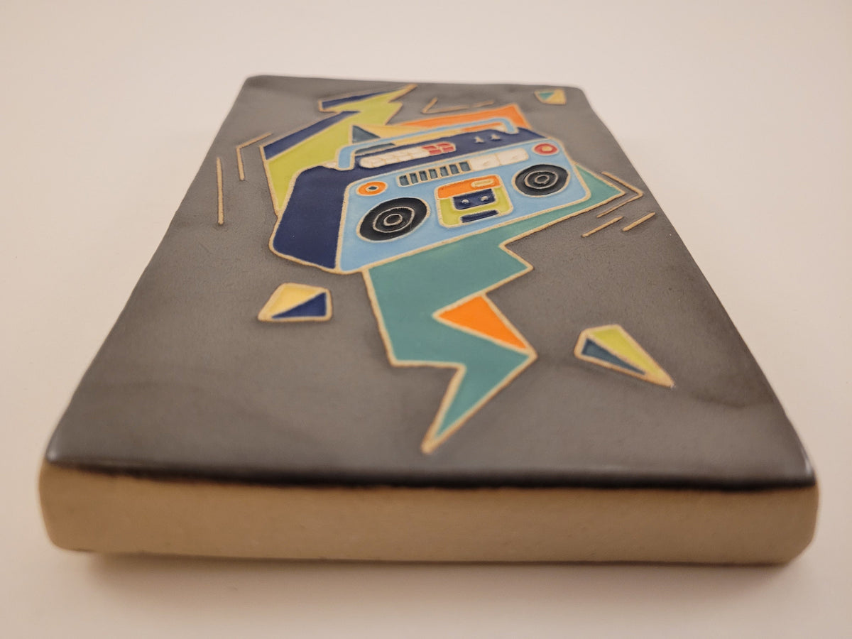 Ghetto Blaster, Handmade ceramic tile, Music tile