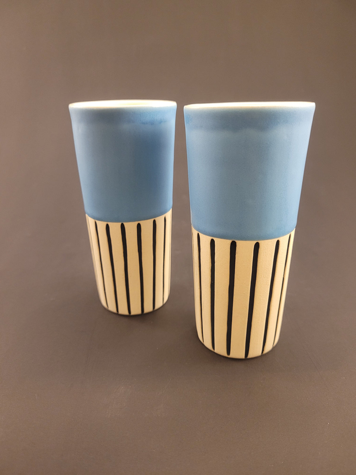 Modern handmade ceramic tumblers set, slip casted ceramic cup set, 8oz